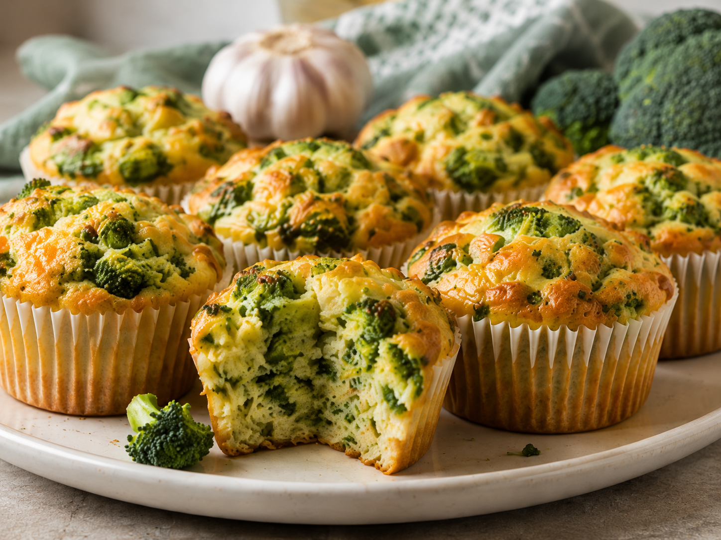 Muffins de brócoli y ajo para la vuelta al cole
