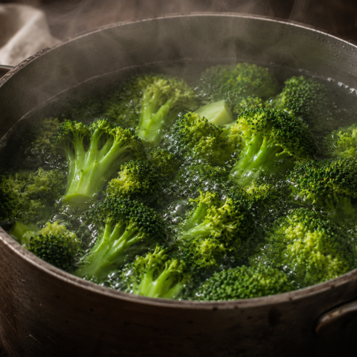 Brócoli verde y crujiente cocinado al vapor.